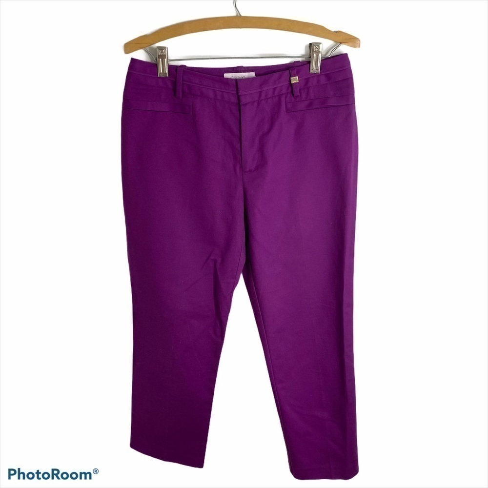 Calvin Klein Purple Cropped Pants Sz 4 Flat Front